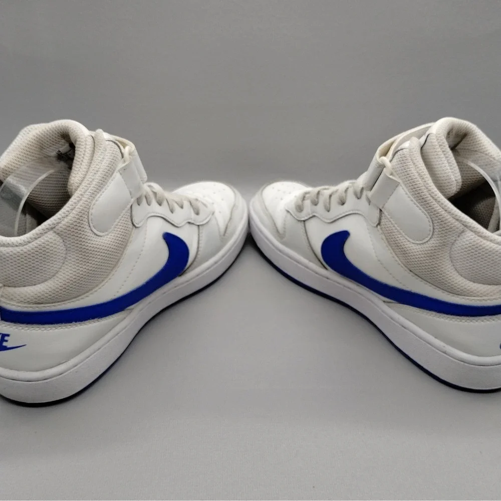 Nike Court Borough‎ Mid 2 Basketball Shoes Youth Size 6 Y White Blue Sneakers